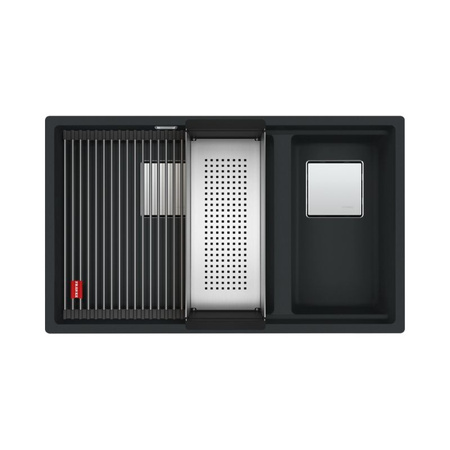 Zlew granitowy dwukomorowy FRANKE Kanon KNG 160-46-21 czarny mat - 125.0633.004