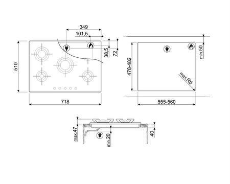 Płyta kuchenna P705ES - Smeg