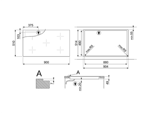 Płyta indukcyjna, 90 cm, prosta krawędź SI2M7953DW - Smeg