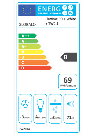 Okap kuchenny podszafkowy GLOBALO FLUXIME 90.1 WHITE + turbina TW 2.1