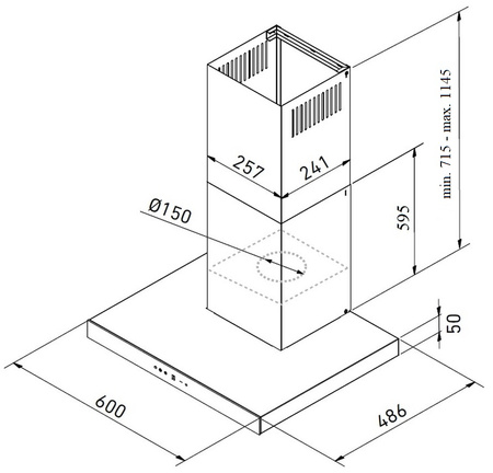 Okap kuchenny przyścienny GLOBALO LONATIO 60.1 BLACK