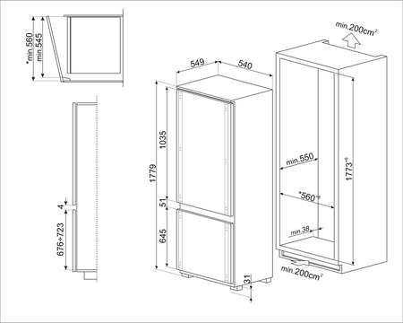 Lodówka chłodziarko zamrażarka do zabudowy C41721E SMEG
