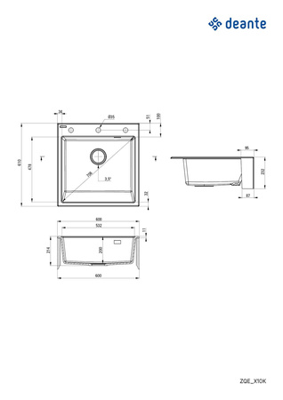 Zlewozmywak granitowy 1-komorowy ZQE_A10K - Deante