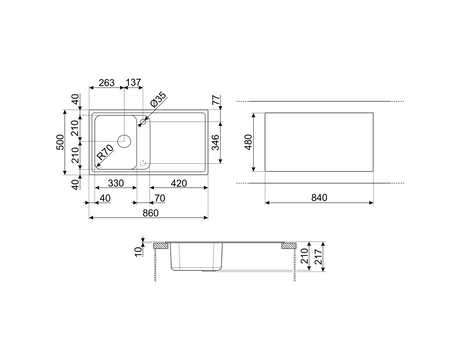 Zlewozmywak kompozytowy LZ861P - Smeg