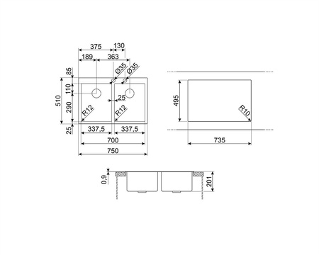 Zlewozmywak ze stali nierdzewnej VR12S3434 - Smeg