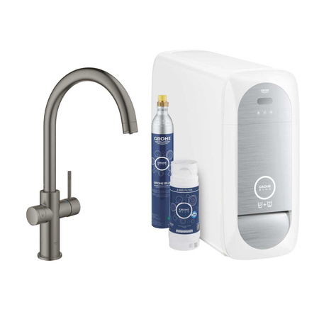 Zestaw startowy GROHE BLUE HOME z baterią filtrującą jednostka chłodząca brushed hard graphite 31455AL1