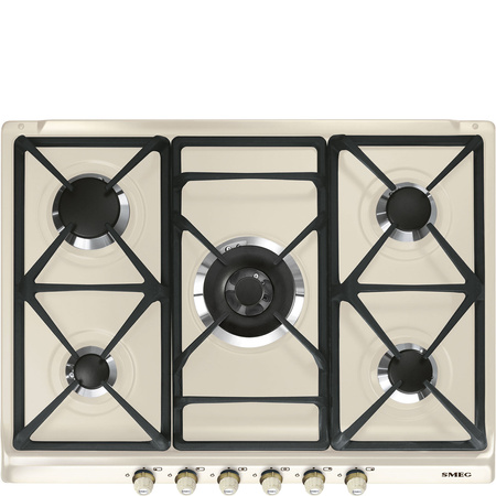 Płyta gazowa, 70 cm, Cortina, kremowa SR775PO - Smeg