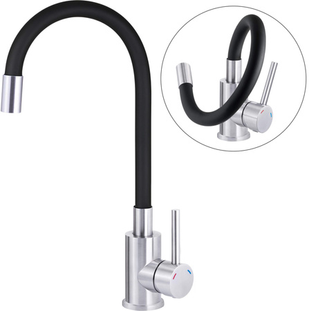 Zlewozmywak granitowy z baterią z elastyczną wylewką ZRCP2113 - Deante