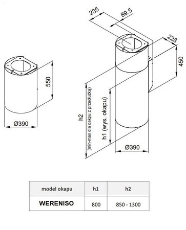 PRZEDŁUŻKA DO OKAPU LANILIA WERENISO PL 1.1 WINE COPPER