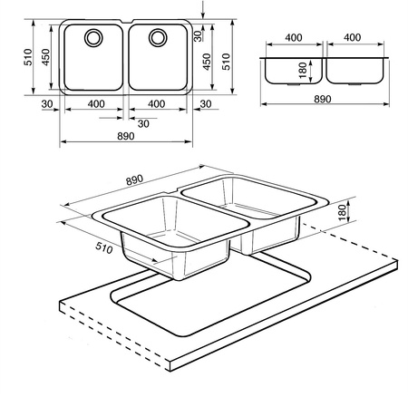 Zlewozmywak ze stali nierdzewnej UM45 - Smeg