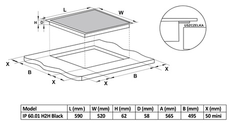 Płyta indukcyjna 60cm GLOBALO FIALI 60.1 H2H BLACK