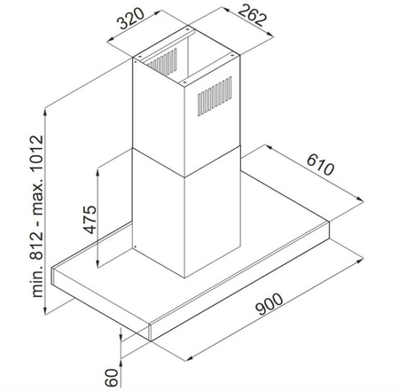 Okap kuchenny przyścienny GLOBALO VERTA ISOLA 90.3 H2H BLACK