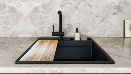 Zlew kuchenny GLOBALO SILVANO 60.1 BLACK/BL MAT