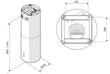 Okap kuchenny wyspowy GLOBALO HEWENO ISOLA 39.2 INOX