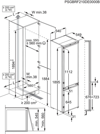 Lodówka z zamrażarką do zabudowy ELECTROLUX TwinTech No Frost 600 CustomFlex 188,4cm E6MNCE19S