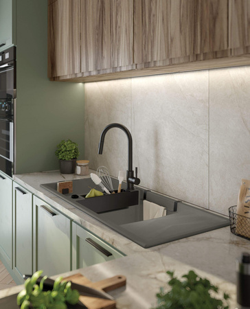 Zlewozmywak granitowy magnetyczny 2-komorowy z ociekaczem ZRM_T213 - Deante