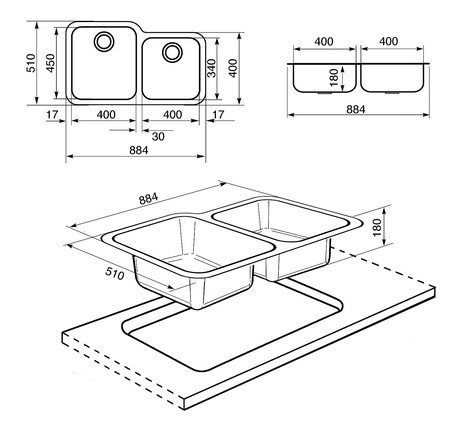 Zlewozmywak ze stali nierdzewnej UM45 - Smeg
