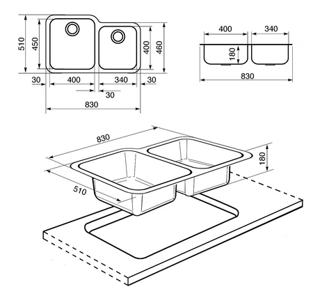 Zlewozmywak ze stali nierdzewnej UM45 - Smeg