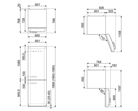 Chłodziarko-zamrażarka, kremowy FAB32RCR6 - Smeg