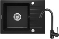 Zlewozmywak granitowy z baterią 1-komorowy z ociekaczem ZQZAN11A - Deante