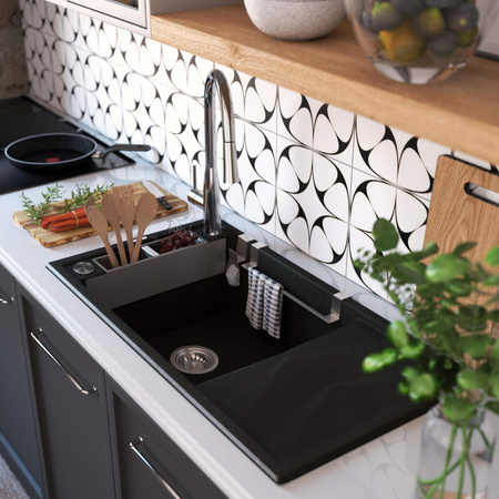 Zlewozmywak granitowy magnetyczny 1-komorowy z ociekaczem ZRM_N113 - Deante