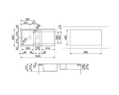 Zlewozmywak kompozytowy LZ102B - Smeg