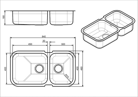 Zlewozmywak ze stali nierdzewnej UM45 - Smeg