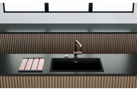 Zlew kuchenny granitowy 75cm SCHOCK Kiruna N-100XL Night CRISTADUR