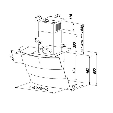 Okap kuchenny przyścienny GLOBALO VINTIO 75.2 BLACK