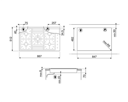 Płyta kuchenna gazowa pięciopolowa SMEG PGF95-4