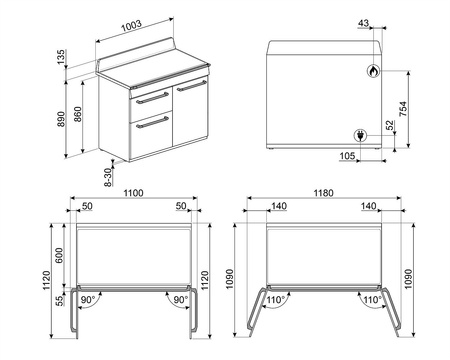 Kuchnia wolnostojąca 100cm Victoria kremowa SMEG TR103P