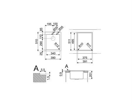 Zlewozmywak ze stali nierdzewnej VR12S34RS - Smeg