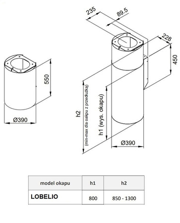 PRZEDŁUŻKA DO OKAPU GLOBALO LOBELIO PG 1.1 WHITE