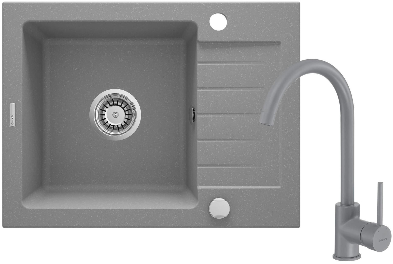 Zlewozmywak granitowy z baterią 1-komorowy z ociekaczem ZQZAS11A - Deante