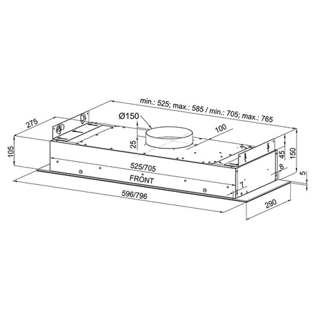 Okap kuchenny podszafkowy GLOBALO SILENTIO 60.2 czarny + turbina TW 2.1