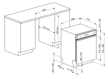 Zmywarka do zabudowy 60cm SMEG PL364CN