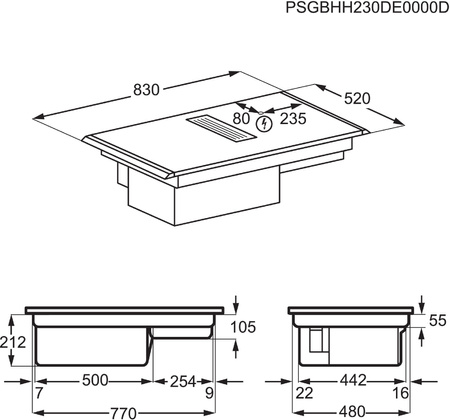 Płyta indukcyjna z okapem matowa AEG NCP84C01AZ Bridge eXtractor SaphirMatt 83cm