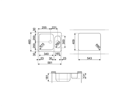Zlewozmywak ze stali nierdzewnej UM34 - Smeg