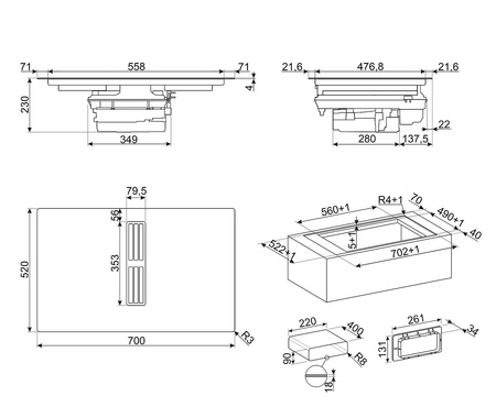 Płyta indukcyjna z okapem HOBD472D2 - Smeg