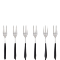 Bugatti ARES czarny zestaw 6 widelczyków do ciasta w pudełku ASBN-004N17