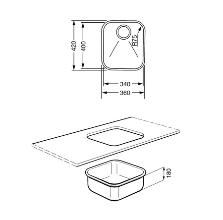 Zlewozmywak ze stali nierdzewnej UM40 - Smeg