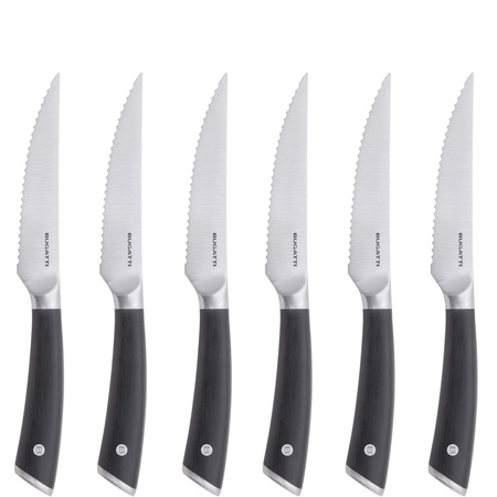 Bugatti AUBERGE zestaw 6 noży do steków z ząbkowanym ostrzem w drewnianym opakowaniu ZC-060L52/6