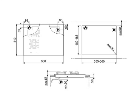 Płyta kuchenna PM3643D - Smeg