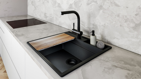 Zlew kuchenny GLOBALO SILVANO 60.1 BLACK/BL MAT
