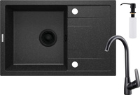 Zlewozmywak granitowy z baterią 1-komorowy z ociekaczem - z dozownikiem ZRCC2113 - Deante