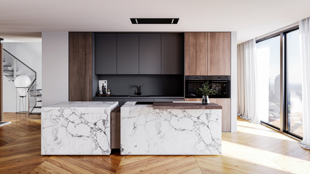 Okap sufitowy GLOBALO ZENARA 100.1 BLACK + turbina TW 3.1