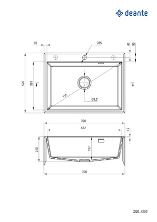 Zlewozmywak granitowy 1-komorowy ZQE_T103 - Deante