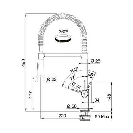 Bateria kuchenna z ruchomą wylewką FRANKE Fox semi-pro chrom - 115.0486.993