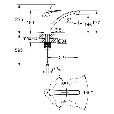 Bateria kuchenna GROHE VIA CHROM 30465000
