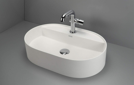 Umywalka granitowa nablatowa z miejscem na baterię - owalna CQS_AU6B - Deante